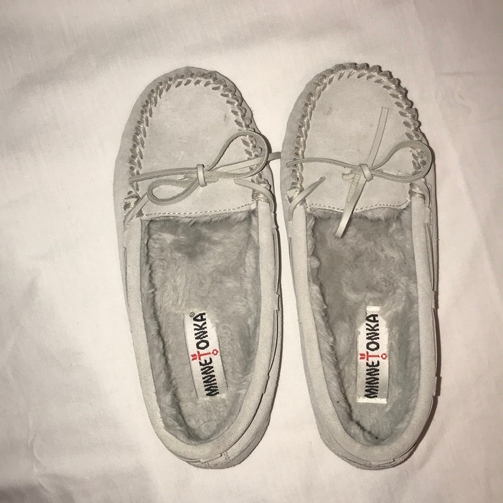 Gray Minnetonka slippers